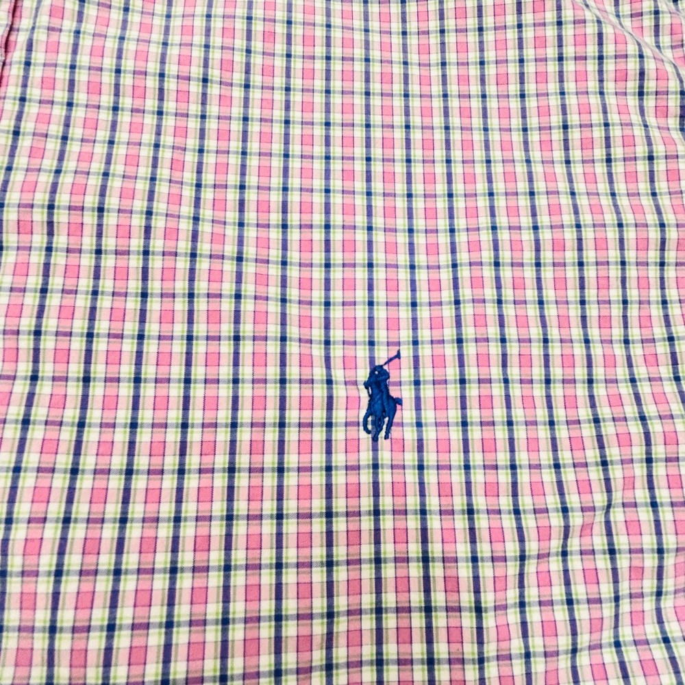 Ralph Lauren Classic Fit Shirt Mens XLT Tall Pink Blue Plaid Short Sleeve Preppy - Picture 4 of 9